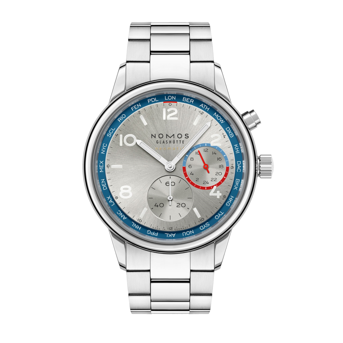 NOMOS Club Sport neomatik Weltzeit silber